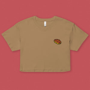 Hot Dog Embroidered Crop T-Shirt - Ni De Mama Chinese Clothing