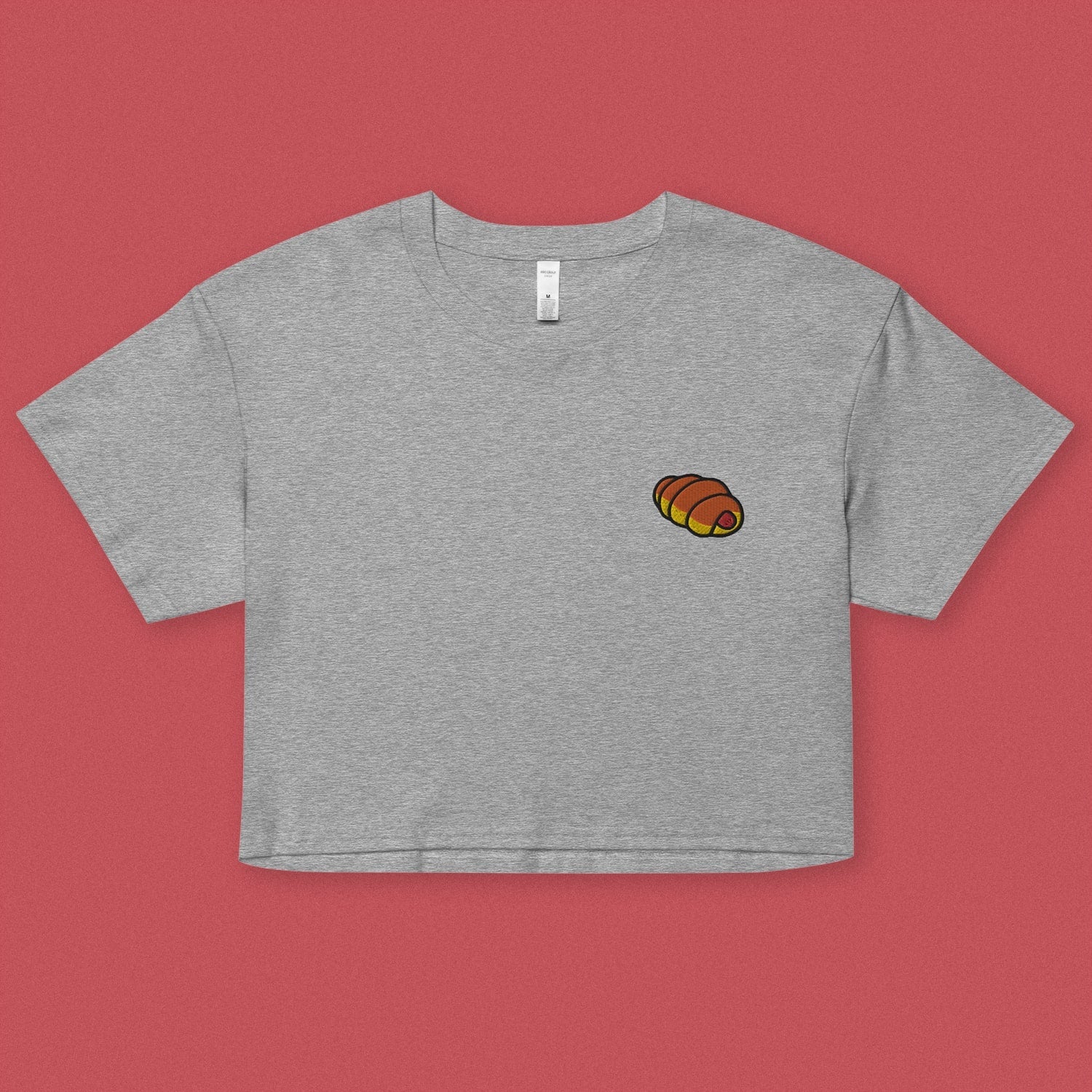 Hot Dog Embroidered Crop T-Shirt - Ni De Mama Chinese Clothing