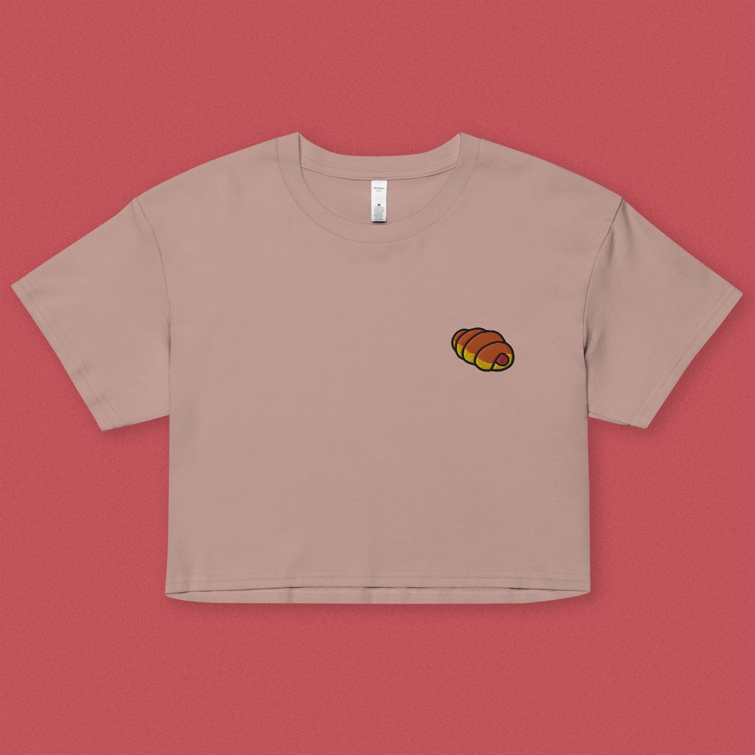 Hot Dog Embroidered Crop T-Shirt - Ni De Mama Chinese Clothing