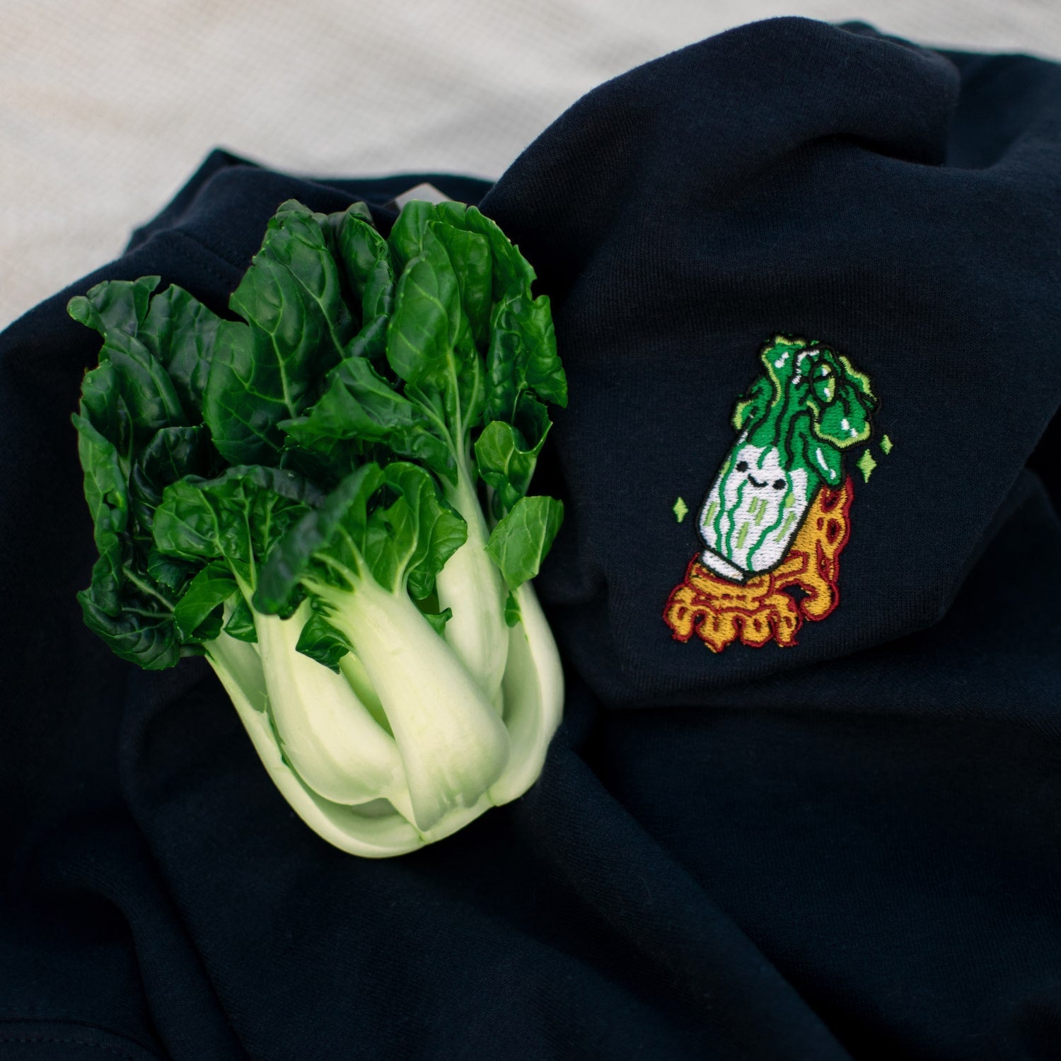 Jadeite Cabbage (Bok Choy) Embroidered Sweatshirt - Ni De Mama Chinese Clothing