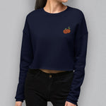 Load image into Gallery viewer, Mandarin Orange Embroidered Crop Sweatshirt - Ni De Mama Chinese Clothing
