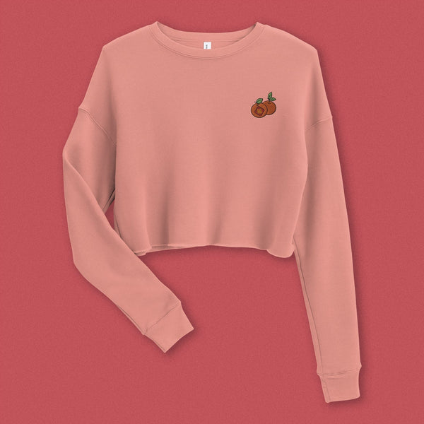 Mandarin Orange Embroidered Crop Sweatshirt - Ni De Mama Chinese Clothing