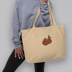 Load image into Gallery viewer, Mandarin Orange Embroidered Large Tote - Ni De Mama Chinese Clothing

