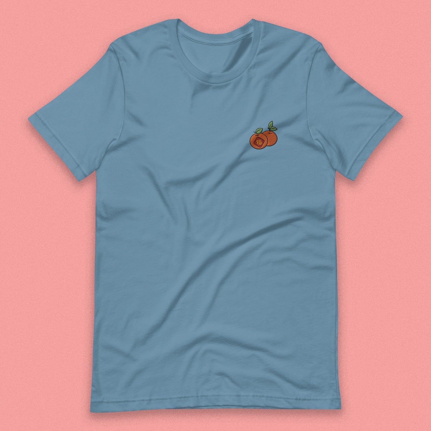 Mandarin Orange Embroidered T-Shirt - Ni De Mama Chinese Clothing