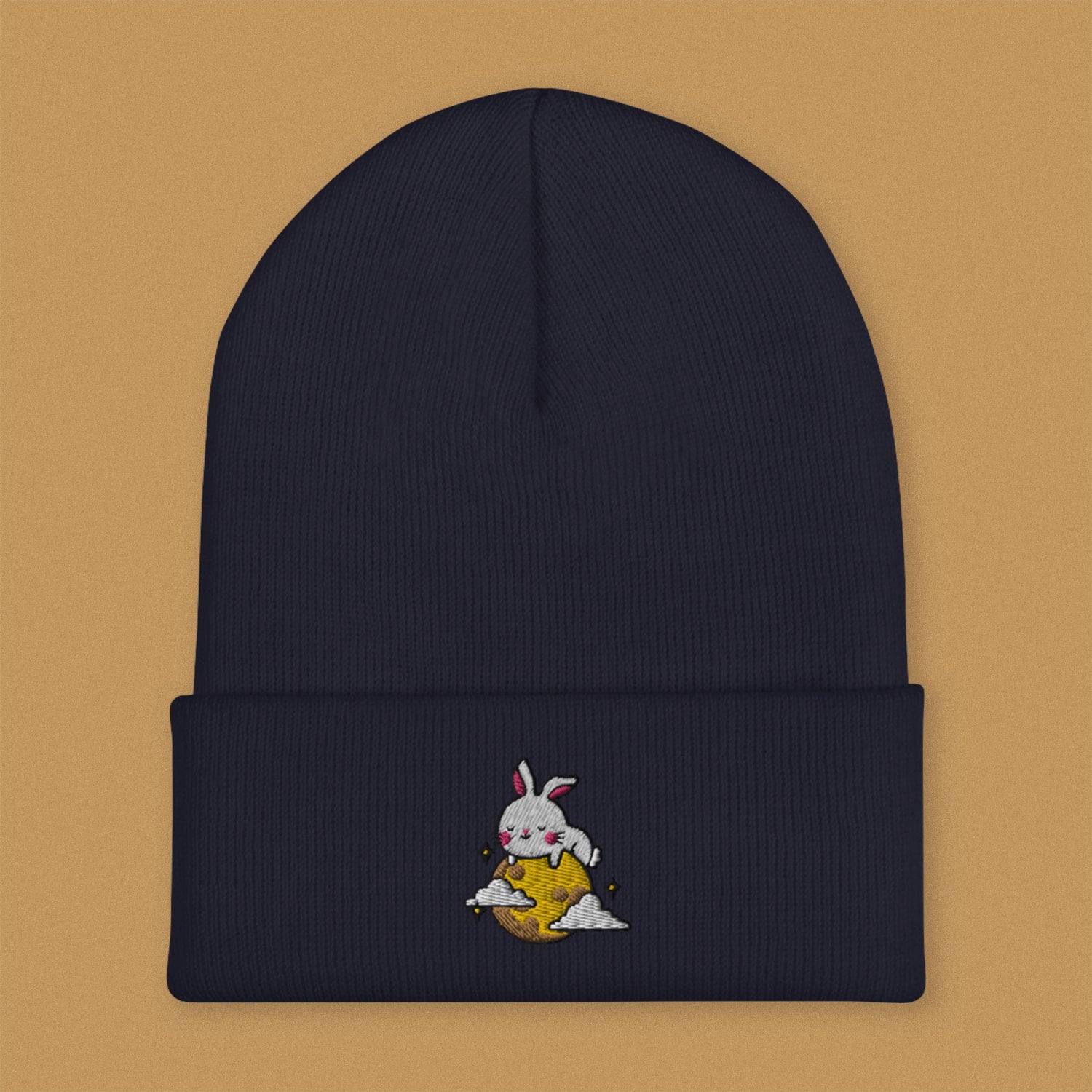 Moon Rabbit Embroidered Beanie - Ni De Mama Chinese Clothing