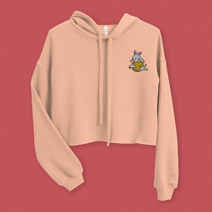 Moon Rabbit Embroidered Crop Hoodie - Ni De Mama Chinese Clothing