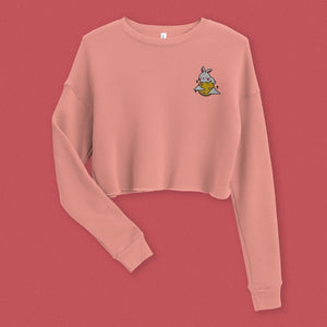 Moon Rabbit Embroidered Crop Sweatshirt - Ni De Mama Chinese Clothing