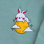 Load image into Gallery viewer, Moon Rabbit Embroidered Crop Sweatshirt - Ni De Mama Chinese Clothing
