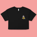 Load image into Gallery viewer, Moon Rabbit Embroidered Crop T-Shirt - Ni De Mama Chinese Clothing
