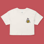 Load image into Gallery viewer, Moon Rabbit Embroidered Crop T-Shirt - Ni De Mama Chinese Clothing
