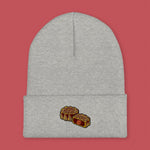 Load image into Gallery viewer, Mooncake Embroidered Beanie - Ni De Mama Chinese - Inspired Clothing | Heather Grey ,
