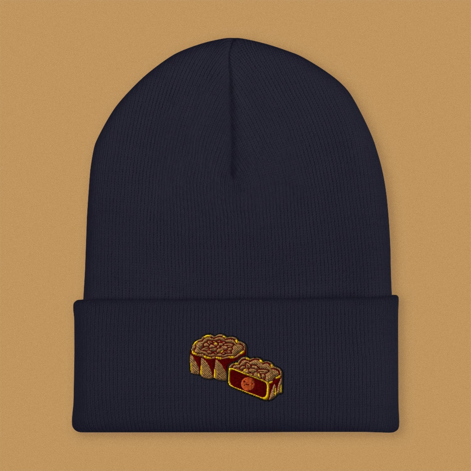 Mooncake Embroidered Beanie - Ni De Mama Chinese - Inspired Clothing | Navy Blue ,