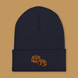 Mooncake Embroidered Beanie - Ni De Mama Chinese - Inspired Clothing | Navy Blue ,