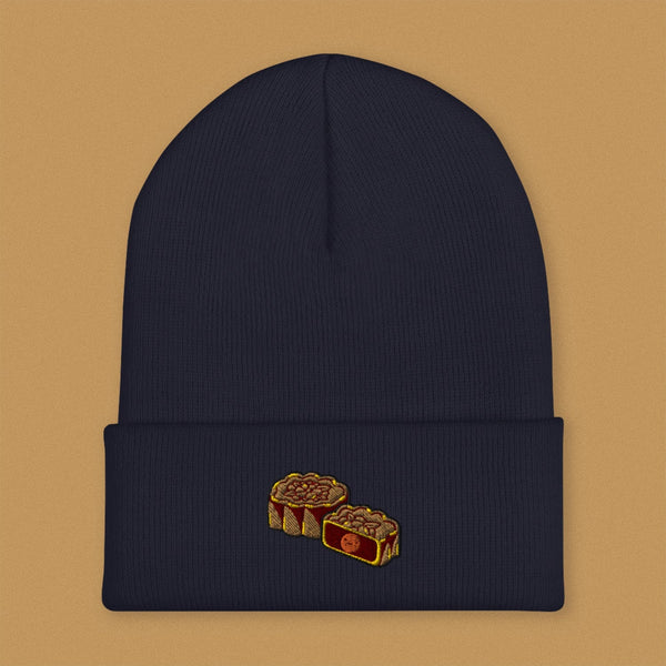 Mooncake Embroidered Beanie - Ni De Mama Chinese - Inspired Clothing | Navy Blue ,