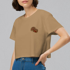Mooncake Embroidered Crop T-Shirt - Ni De Mama Chinese Clothing