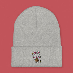 Mooncake Rabbit Embroidered Beanie - Ni De Mama Chinese Clothing