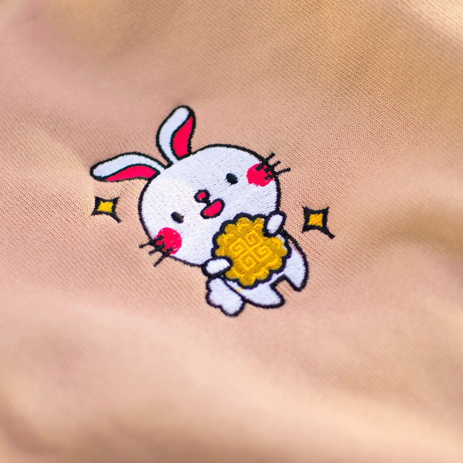 Mooncake Rabbit Embroidered Crop Hoodie - Ni De Mama Chinese Clothing