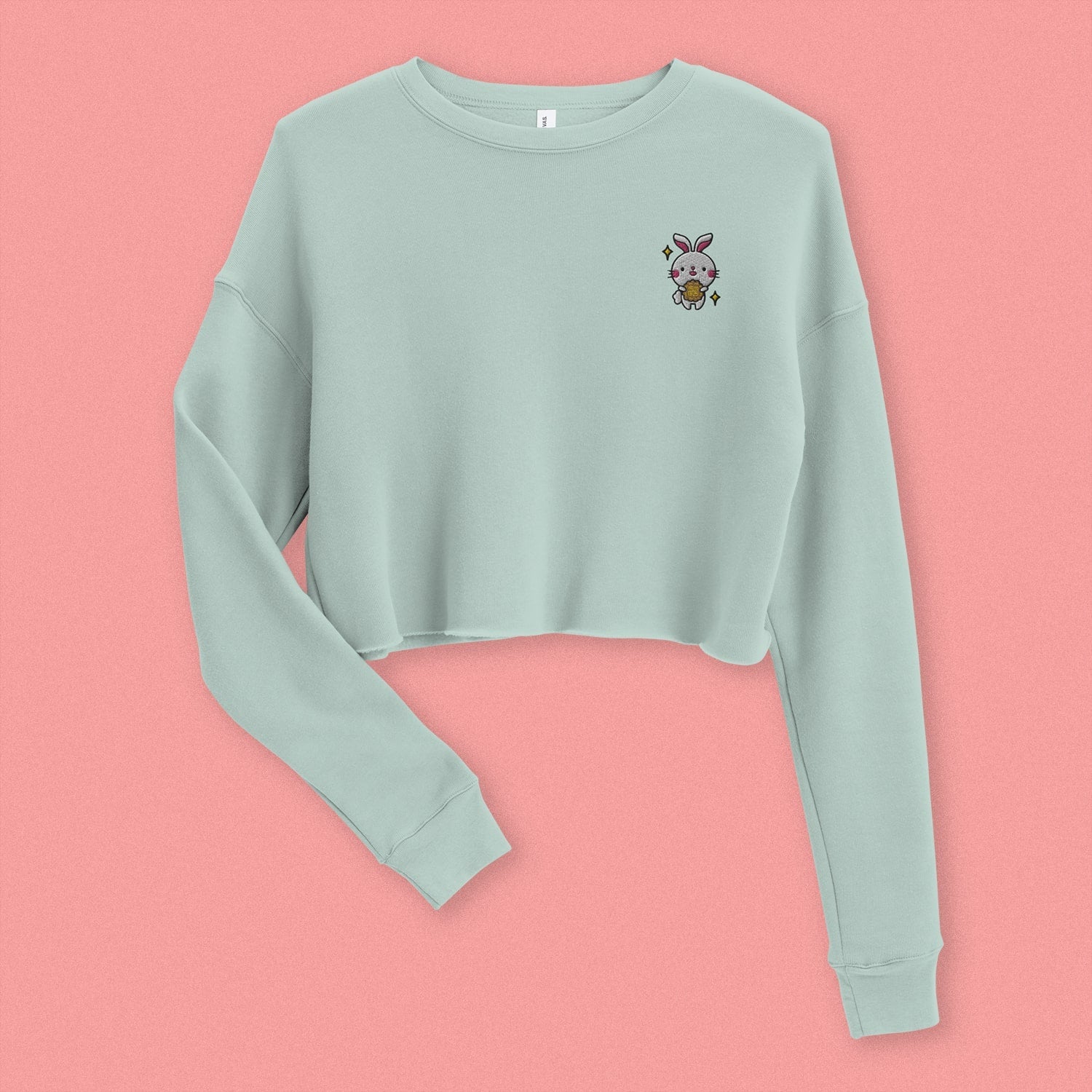 Mooncake Rabbit Embroidered Crop Sweatshirt - Ni De Mama Chinese Clothing