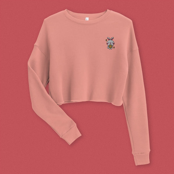 Mooncake Rabbit Embroidered Crop Sweatshirt - Ni De Mama Chinese Clothing