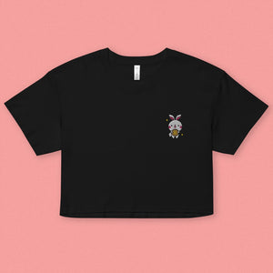 Mooncake Rabbit Embroidered Crop T-Shirt - Ni De Mama Chinese Clothing