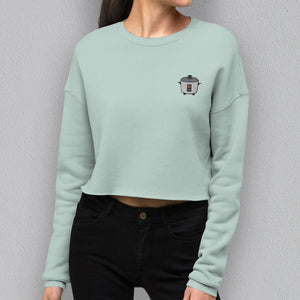 Rice Cooker Embroidered Crop Sweatshirt - Ni De Mama Chinese Clothing