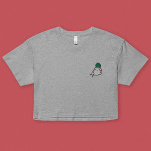 Seductive Daikon Radish Embroidered Crop T-Shirt - Ni De Mama Chinese Clothing