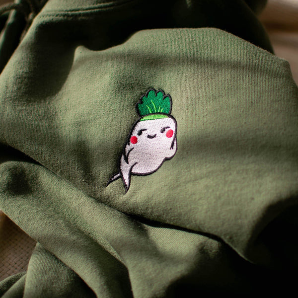 Seductive Daikon Radish Embroidered Hoodie - Ni De Mama Chinese Clothing