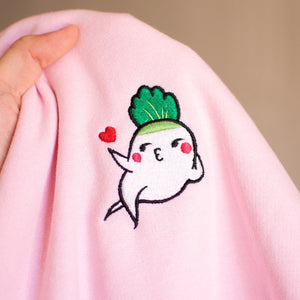 Seductive Daikon Radish Embroidered Sweatshirt - Limited Valentine's Version - Ni De Mama Chinese - Inspired Clothing | Soft Pink , S