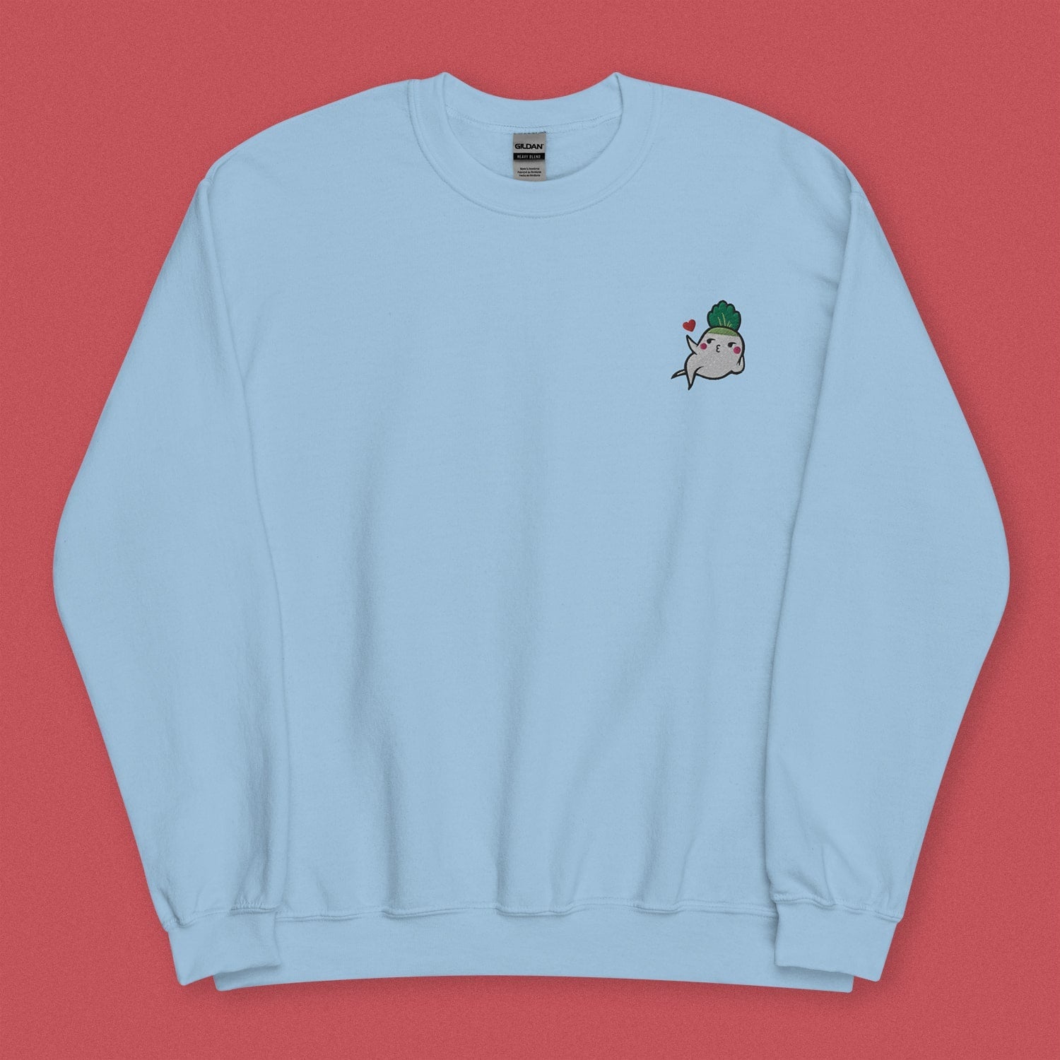 Seductive Daikon Radish Embroidered Sweatshirt - Limited Valentine's Version - Ni De Mama Chinese - Inspired Clothing | Baby Blue , S