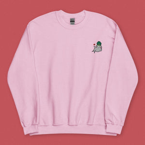 Seductive Daikon Radish Embroidered Sweatshirt - Limited Valentine's Version - Ni De Mama Chinese - Inspired Clothing | Soft Pink , S