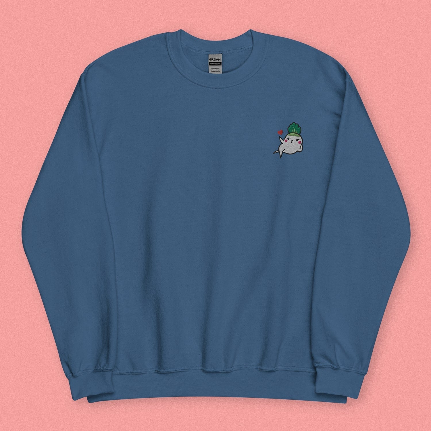 Seductive Daikon Radish Embroidered Sweatshirt - Limited Valentine's Version - Ni De Mama Chinese - Inspired Clothing | Steel Blue , S