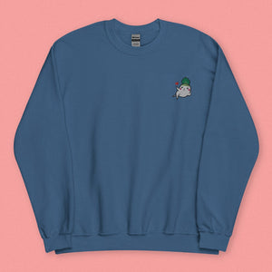 Seductive Daikon Radish Embroidered Sweatshirt - Limited Valentine's Version - Ni De Mama Chinese - Inspired Clothing | Steel Blue , S