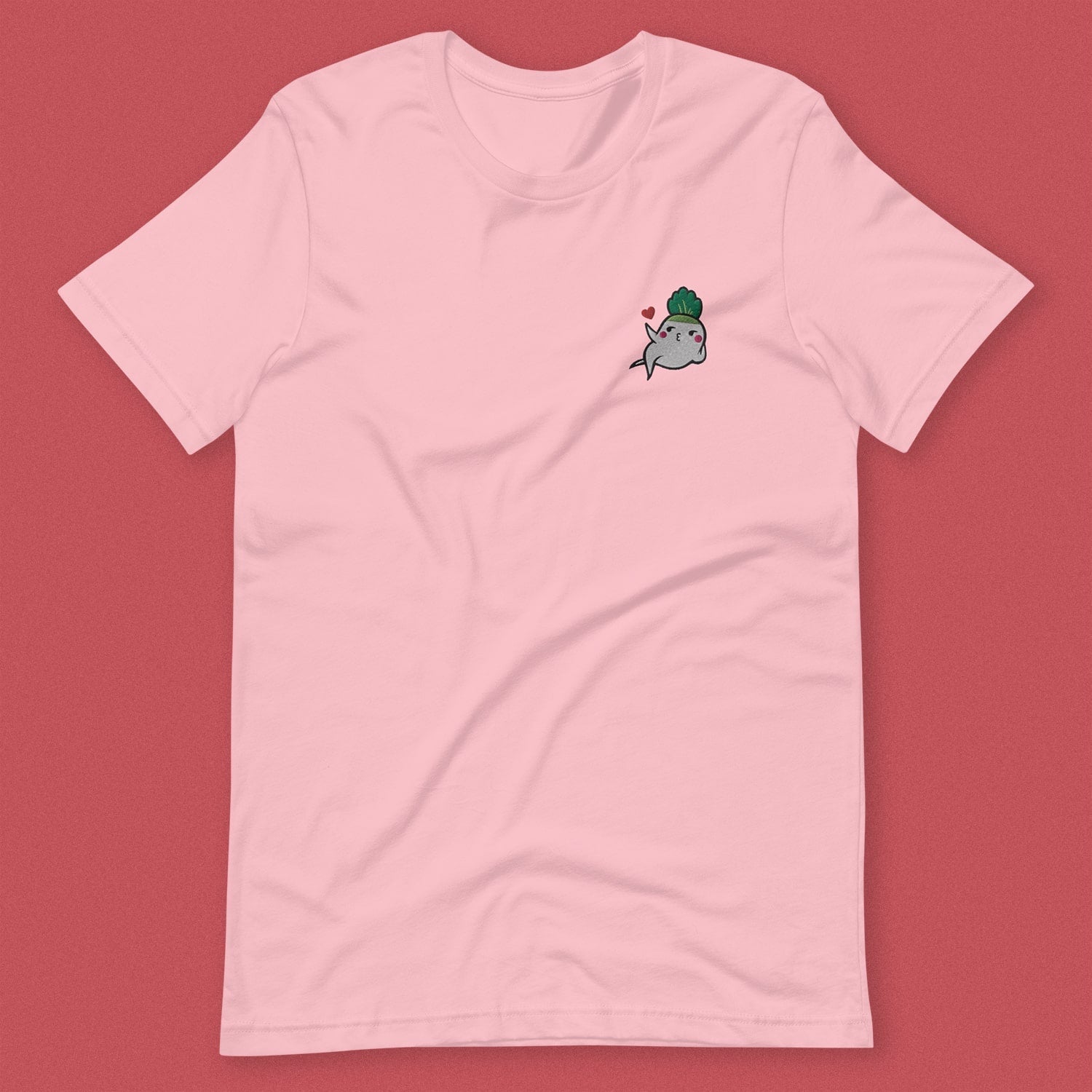 Seductive Daikon Radish Embroidered T-Shirt - Limited Valentine's Edition - Ni De Mama Chinese - Inspired Clothing | Pink , S