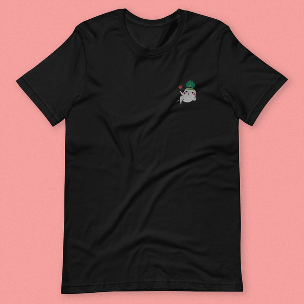 Seductive Daikon Radish Embroidered T-Shirt - Limited Valentine's Edition - Ni De Mama Chinese - Inspired Clothing | Black , XS