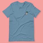 Load image into Gallery viewer, Seductive Daikon Radish Embroidered T-Shirt - Limited Valentine&#39;s Edition - Ni De Mama Chinese - Inspired Clothing | Steel Blue , S
