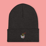 Load image into Gallery viewer, Takeout Box Embroidered Beanie - Ni De Mama Chinese - Inspired Clothing | Heather Charcoal ,
