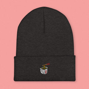 Takeout Box Embroidered Beanie - Ni De Mama Chinese - Inspired Clothing | Heather Charcoal ,