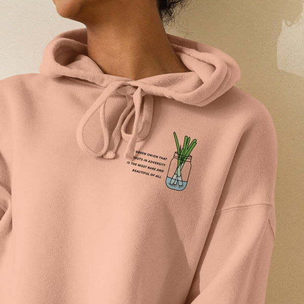"The Green Onion That Sprouts" Crop Hoodie - Ni De Mama Chinese Clothing
