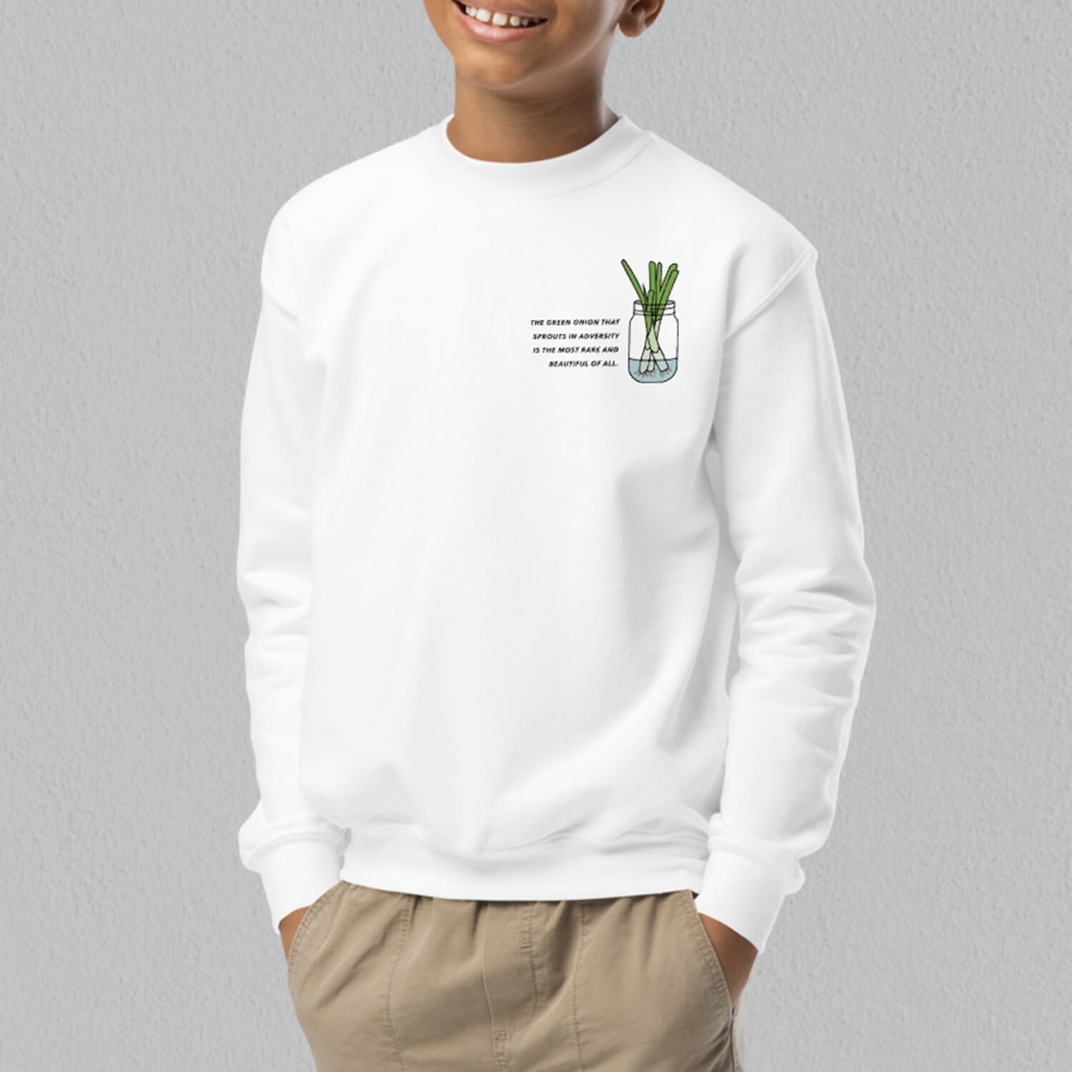 "The Green Onion That Sprouts" Kids Sweatshirt - Ni De Mama Chinese Clothing