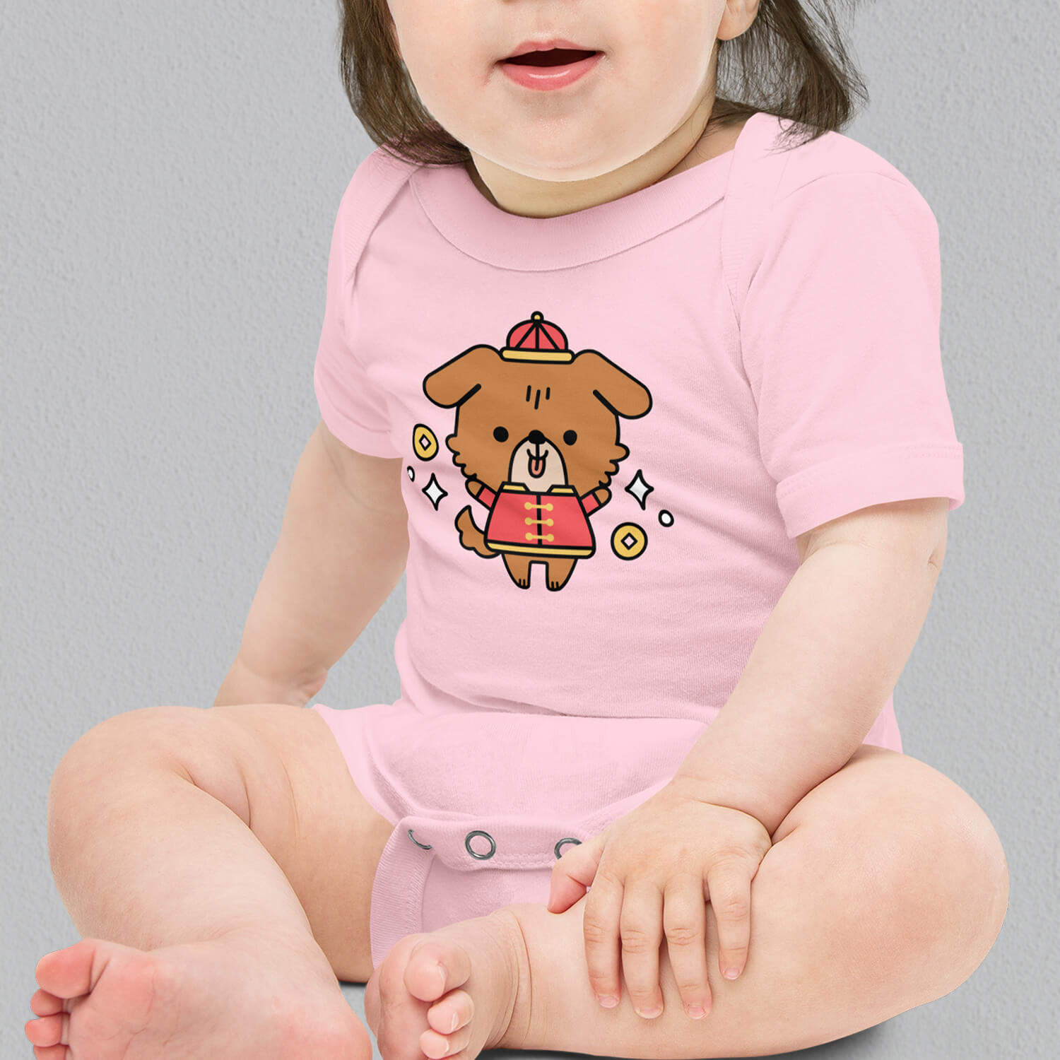 Year of the Dog Baby Onesie - Ni De Mama Chinese - Inspired Clothing | Heather Charcoal , 3 - 6m