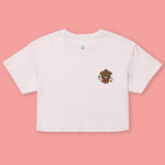 Load image into Gallery viewer, Year of the Dog Embroidered Crop T-Shirt - Ni De Mama Chinese - Inspired Clothing | Soft Orchid , XS
