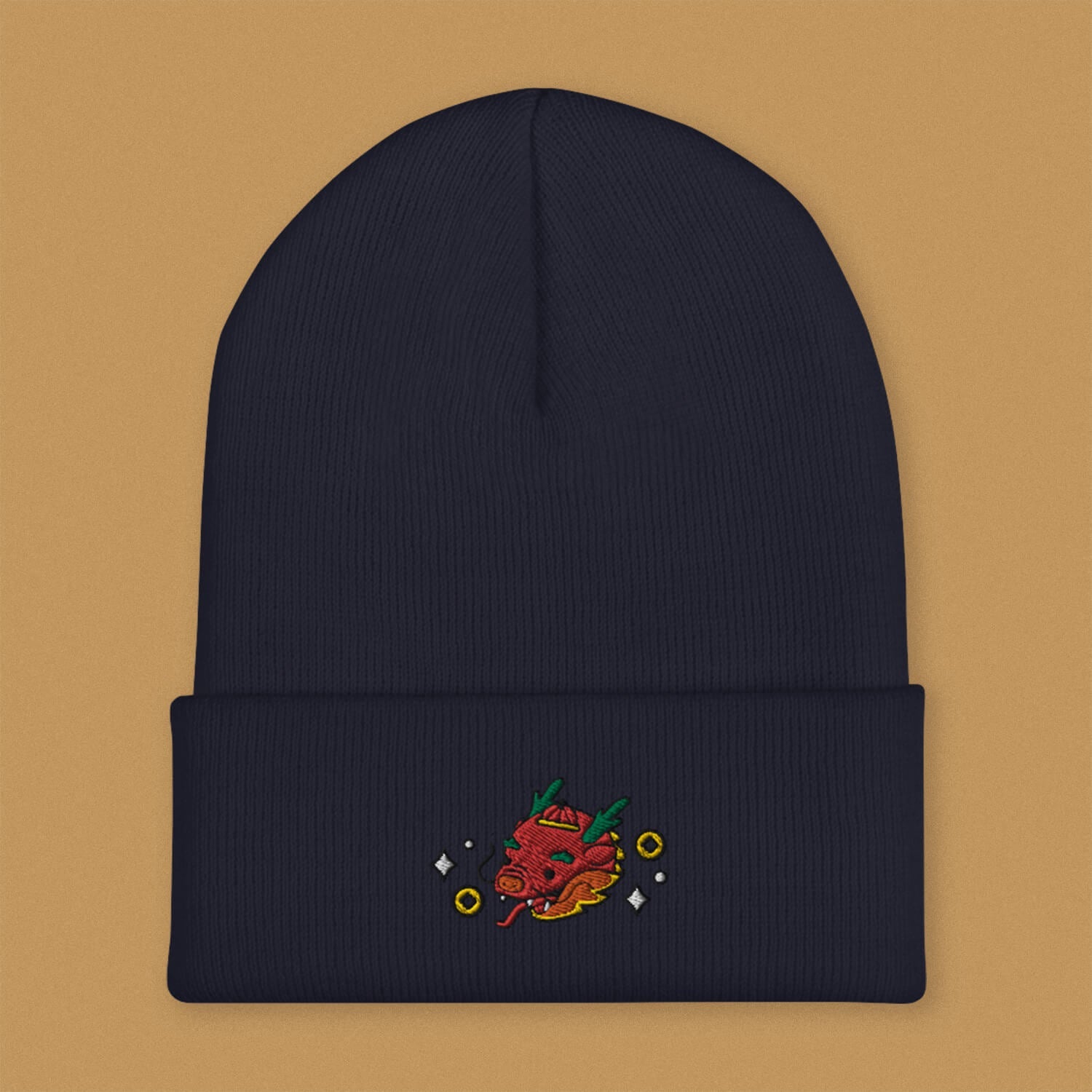 Year of the Dragon Embroidered Beanie - Ni De Mama Chinese - Inspired Clothing | Navy Blue ,