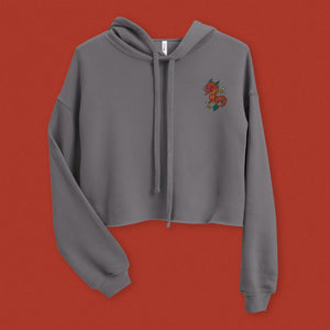 Year of the Dragon Embroidered Crop Hoodie - Ni De Mama Chinese Clothing