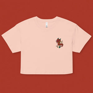 Year of the Dragon Embroidered Crop T-Shirt - Ni De Mama Chinese Clothing