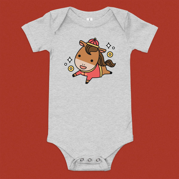 Year of the Horse Baby Onesie - Ni De Mama Chinese - Inspired Clothing | Heather Grey , 3 - 6m
