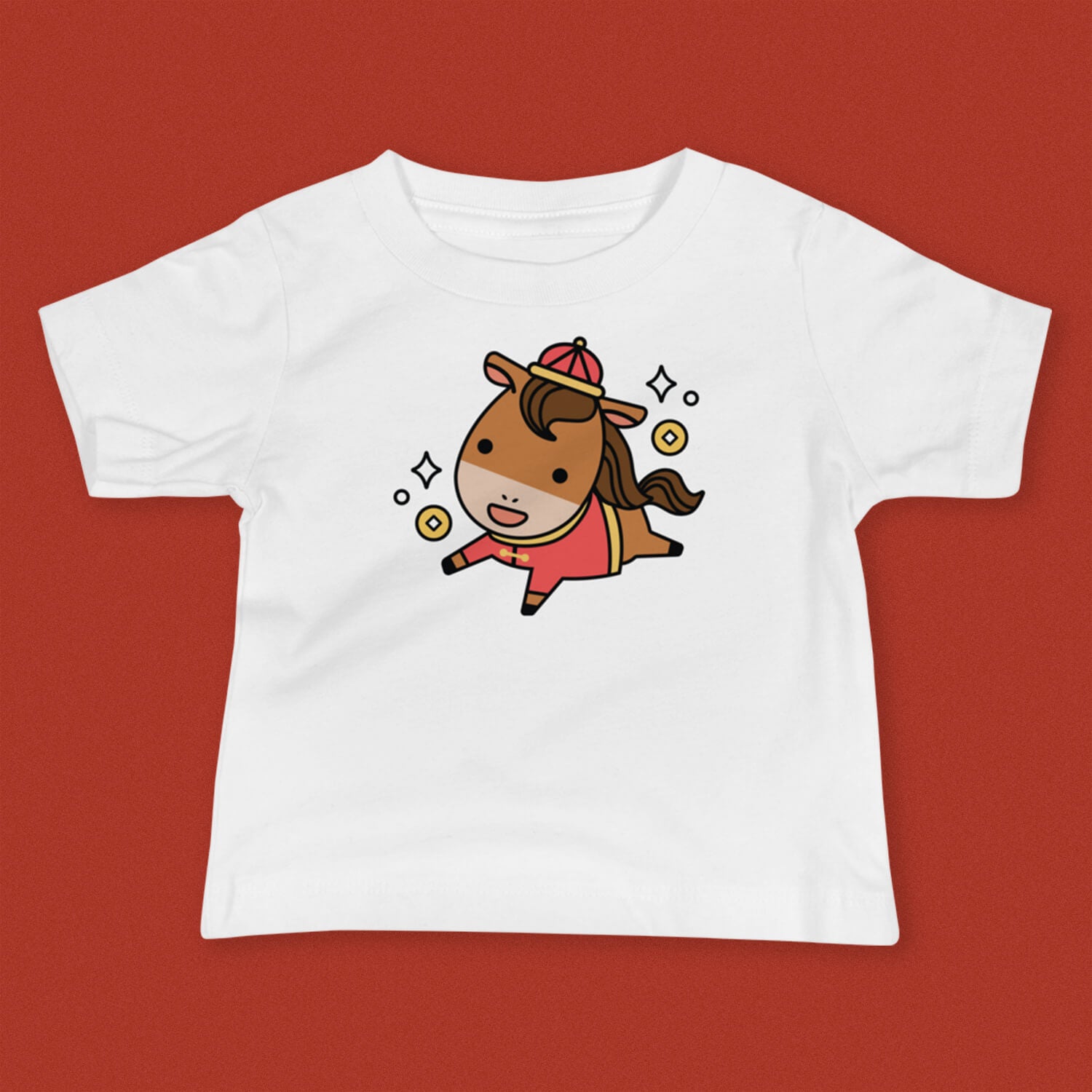 Year of the Horse Baby T-Shirt - Ni De Mama Chinese - Inspired Clothing | White , 6 - 12m