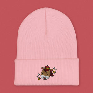 Year of the Horse Embroidered Beanie - Ni De Mama Chinese - Inspired Clothing | Soft Pink ,