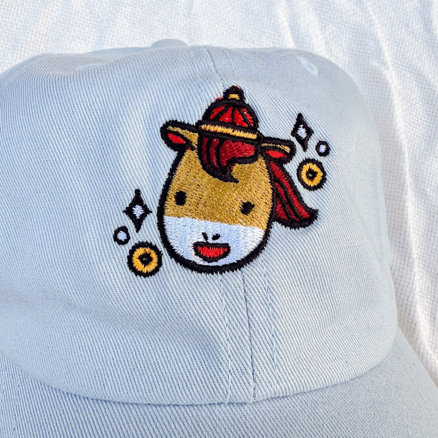 Year of the Horse Embroidered Cap - Ni De Mama Chinese - Inspired Clothing | Baby Blue ,