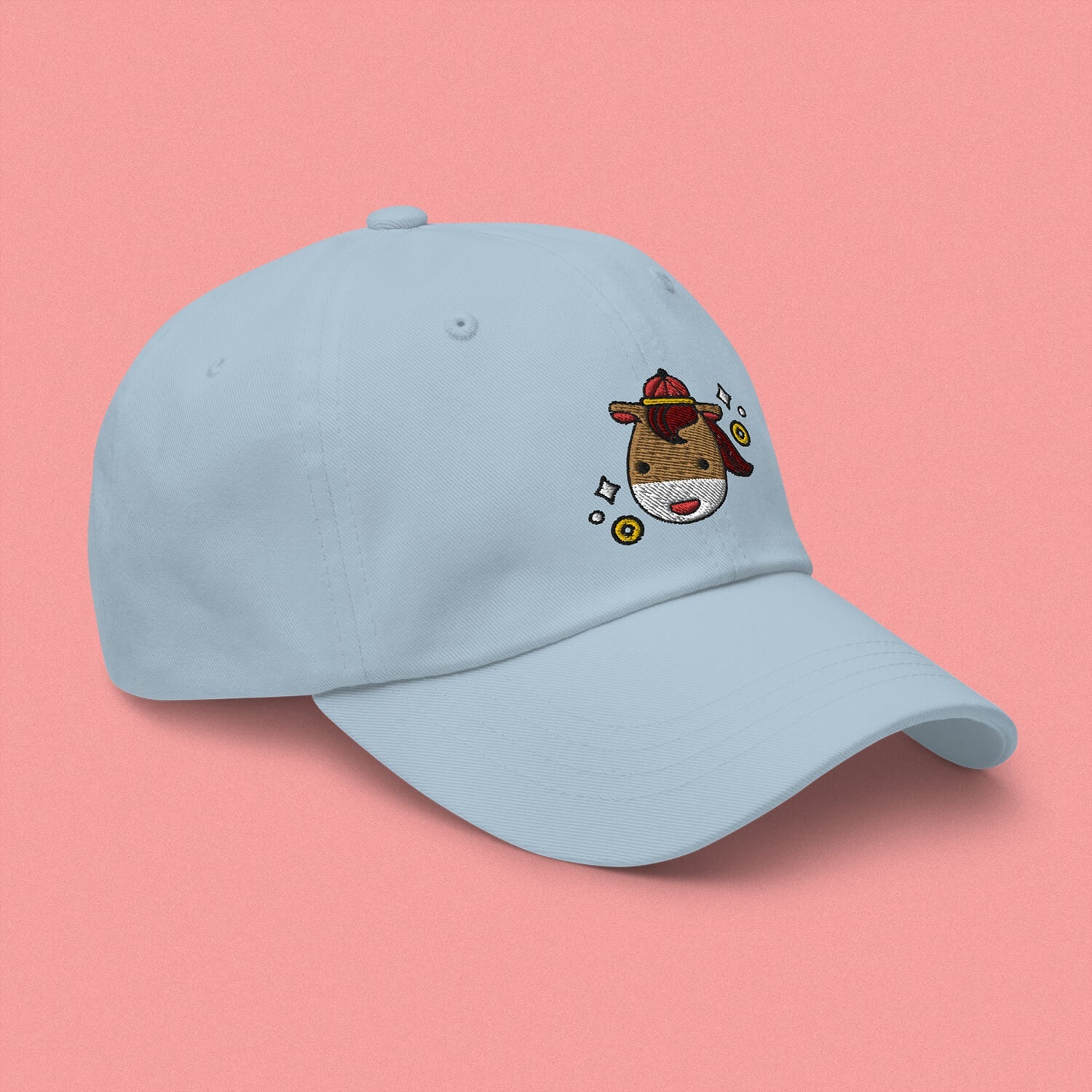 Year of the Horse Embroidered Cap - Ni De Mama Chinese - Inspired Clothing | Baby Blue ,