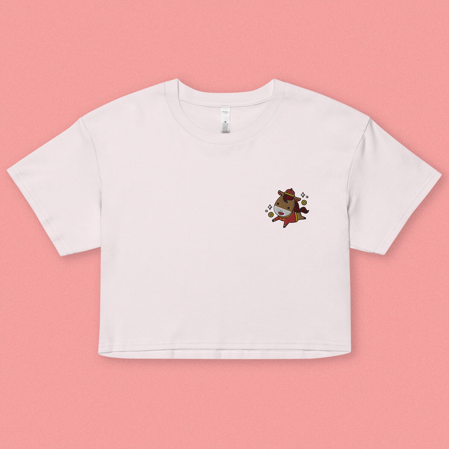 Year of the Horse Embroidered Crop T-Shirt - Ni De Mama Chinese Clothing